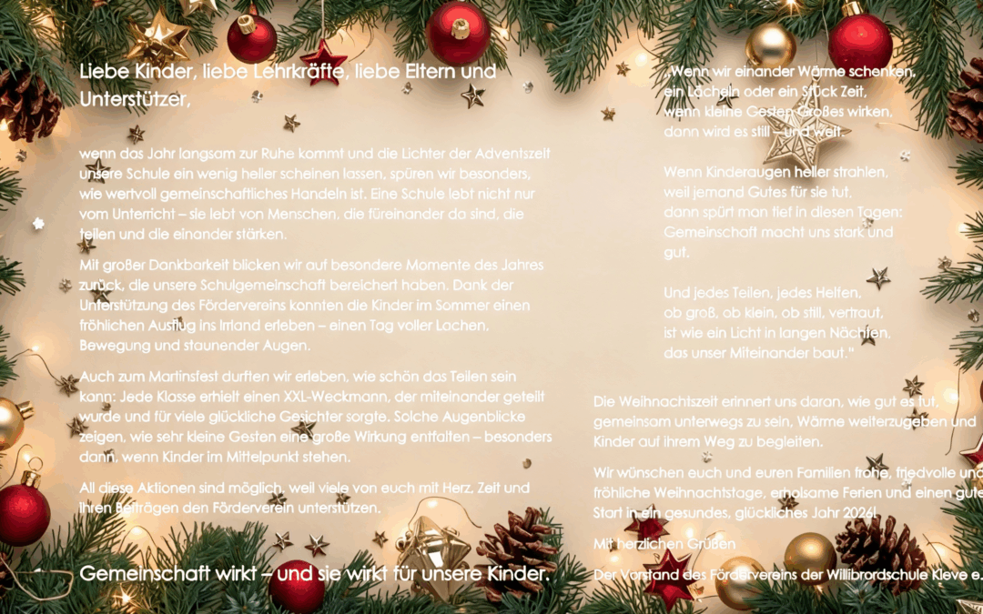 Weihnachtsgruß unseres Fördervereins